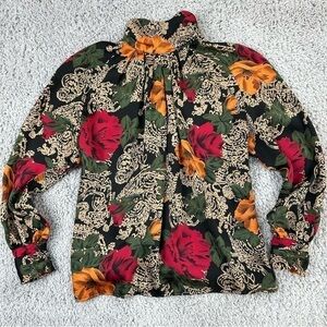 Worthington Blouse Womens 12 Vintage Floral Classic Polished Office Night Rose